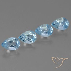 Gemme di Topazio Celeste naturale da 3.35 ct, Forma a pera, VVS-VS
