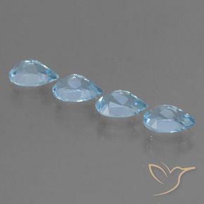 Gemme di Topazio Celeste naturale da 3.35 ct, Forma a pera, VVS-VS