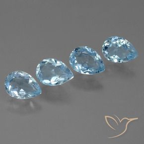 Gemme di Topazio Celeste naturale da 3.69 ct, Forma a pera, VVS-VS
