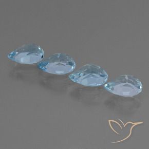 Gemme di Topazio Celeste naturale da 3.69 ct, Forma a pera, VVS-VS