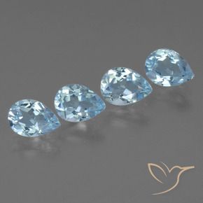 Gemme di Topazio Celeste naturale da 3.28 ct, Forma a pera, VVS-VS