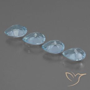 Gemme di Topazio Celeste naturale da 3.28 ct, Forma a pera, VVS-VS