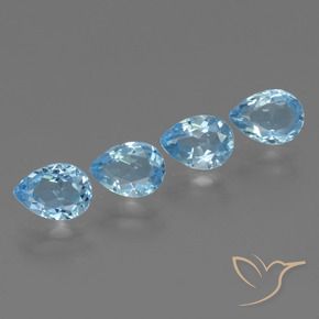 Gemme di Topazio Blu svizzero naturale da 3.53 ct, Forma a pera, VVS-VS