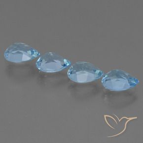 Gemme di Topazio Blu svizzero naturale da 3.53 ct, Forma a pera, VVS-VS