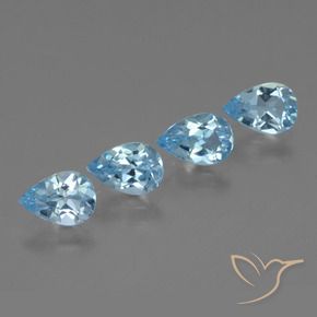 Gemme di Topazio Celeste naturale da 3.11 ct, Forma a pera, VVS-VS