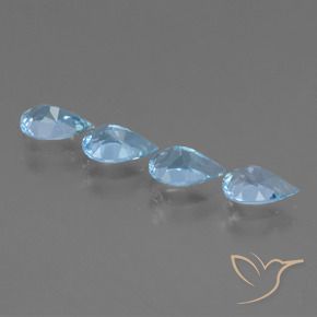 Gemme di Topazio Celeste naturale da 3.11 ct, Forma a pera, VVS-VS