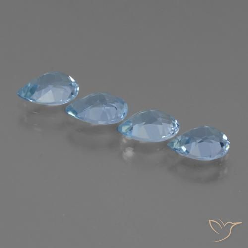 Gemme di Topazio Celeste naturale da 3.12 ct, Forma a pera, VVS-VS