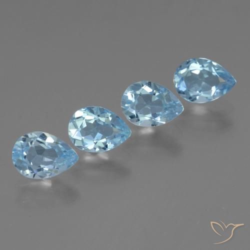 Gemme di Topazio Celeste naturale da 3.70 ct, Forma a pera, VVS-VS