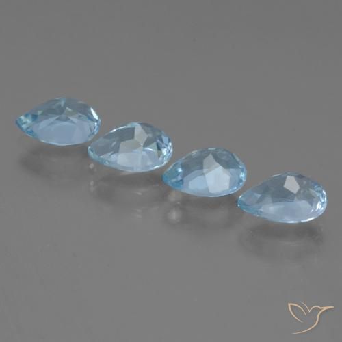 Gemme di Topazio Celeste naturale da 3.70 ct, Forma a pera, VVS-VS