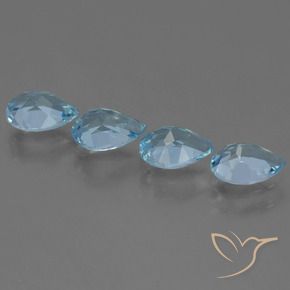 Gemme di Topazio Celeste naturale da 3.44 ct, Forma a pera, VVS-VS