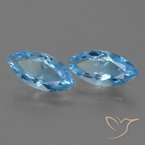 Gemme di Topazio Blu svizzero naturale da 7.47 ct, Taglio marquise, VS