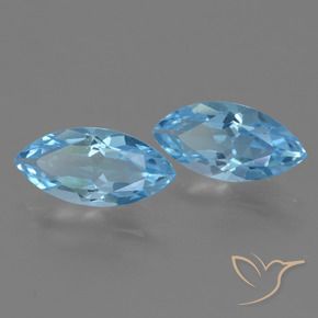 Gemme di Topazio Celeste naturale da 7.14 ct, Taglio marquise, VVS-VS