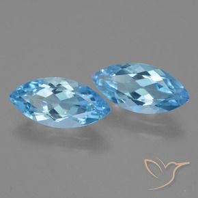 Gemme di Topazio Blu svizzero naturale da 7.26 ct, Taglio marquise, VS