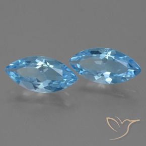 Gemme di Topazio Blu svizzero naturale da 7.10 ct, Taglio marquise, VS