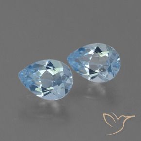 Gemme di Topazio Celeste naturale da 1.68 ct, Forma a pera, VVS-VS
