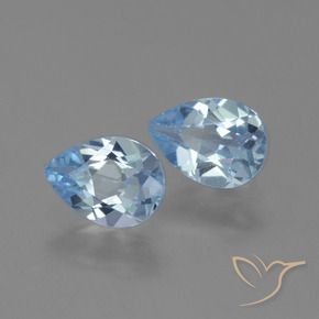 Gemme di Topazio Celeste naturale da 1.62 ct, Forma a pera, VS