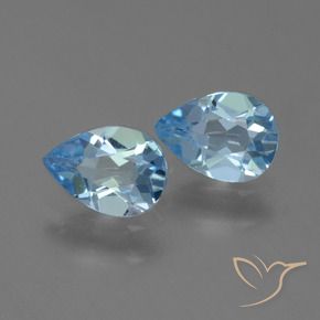 Gemme di Topazio Celeste naturale da 1.57 ct, Forma a pera, VS