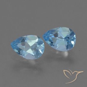 Gemme di Topazio Celeste naturale da 1.62 ct, Forma a pera, VS