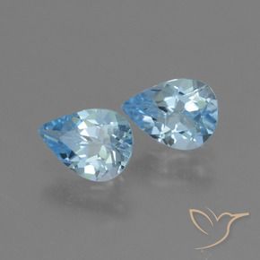 Gemme di Topazio Celeste naturale da 1.47 ct, Forma a pera, VS