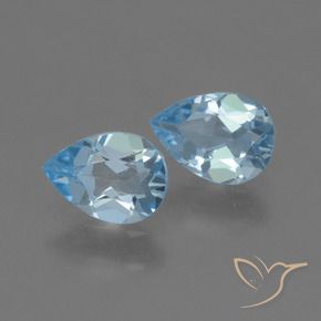 Gemme di Topazio Blu svizzero naturale da 1.54 ct, Forma a pera, VVS-VS