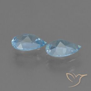 Gemme di Topazio Blu svizzero naturale da 1.54 ct, Forma a pera, VVS-VS