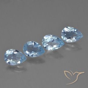 Gemme di Topazio Blu svizzero naturale da 3.49 ct, Forma a pera, VVS-VS