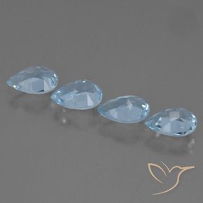 Gemme di Topazio Blu svizzero naturale da 3.49 ct, Forma a pera, VVS-VS