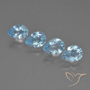 Gemme di Topazio Celeste naturale da 3.16 ct, Forma a pera, VVS-VS