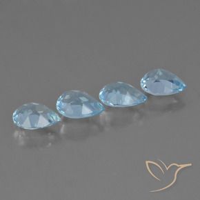 Gemme di Topazio Celeste naturale da 3.16 ct, Forma a pera, VVS-VS