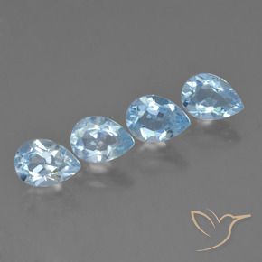 Gemme di Topazio Celeste naturale da 3.85 ct, Forma a pera, VVS-VS