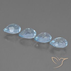 Gemme di Topazio Celeste naturale da 3.85 ct, Forma a pera, VVS-VS