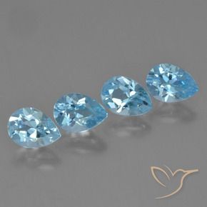 Gemme di Topazio Celeste naturale da 3.67 ct, Forma a pera, VVS-VS