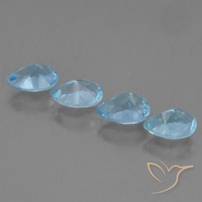 Gemme di Topazio Celeste naturale da 3.67 ct, Forma a pera, VVS-VS