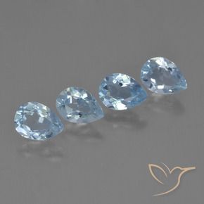 Gemme di Topazio Celeste naturale da 3.46 ct, Forma a pera, VVS-VS