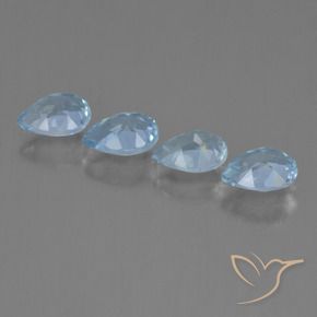 Gemme di Topazio Celeste naturale da 3.46 ct, Forma a pera, VVS-VS