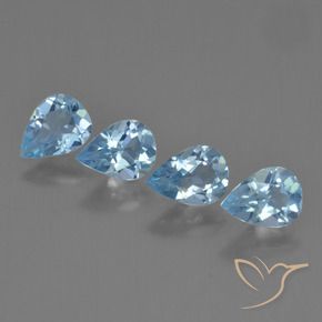 Gemme di Topazio Blu svizzero naturale da 2.88 ct, Forma a pera, VVS-VS