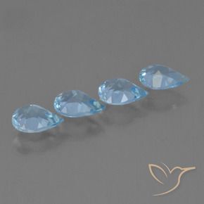 Gemme di Topazio Blu svizzero naturale da 2.88 ct, Forma a pera, VVS-VS