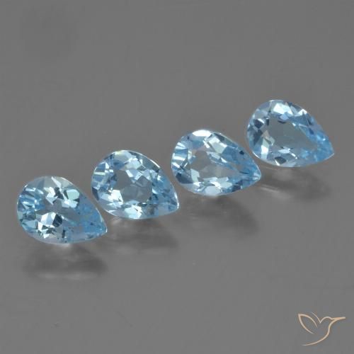 Gemme di Topazio Blu svizzero naturale da 3.36 ct, Forma a pera, VVS-VS