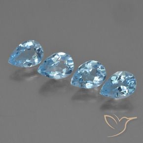 Gemme di Topazio Blu svizzero naturale da 3.36 ct, Forma a pera, VVS-VS