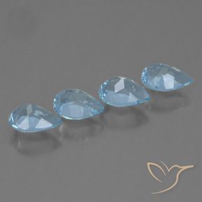 Gemme di Topazio Blu svizzero naturale da 3.36 ct, Forma a pera, VVS-VS