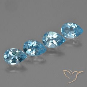Gemme di Topazio Blu svizzero naturale da 3.18 ct, Forma a pera, VVS-VS
