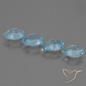 Gemme di Topazio Blu svizzero naturale da 3.18 ct, Forma a pera, VVS-VS