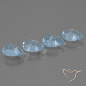 Gemme di Topazio Celeste naturale da 3.29 ct, Forma a pera, VVS-VS
