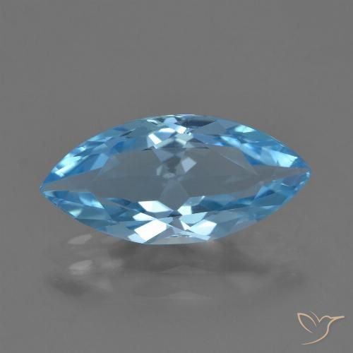 3.46ct Naturale Celeste Topazio, Taglio marquise, VVS