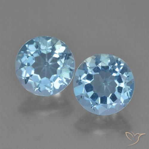 4.44ctw Naturale Celeste Topazio, Rotondo, VVS-VS