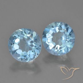 Gemme di Topazio Celeste naturale da 4.44 ct, Rotondo, VVS-VS