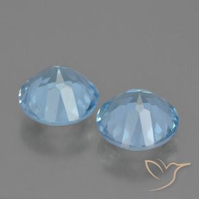 Gemme di Topazio Celeste naturale da 4.44 ct, Rotondo, VVS-VS