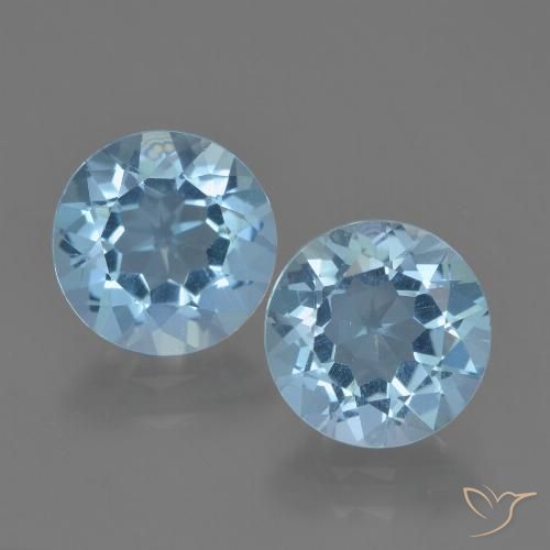 4.70ctw Naturale Celeste Topazio, Rotondo, VVS-VS