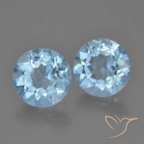Gemme di Topazio Celeste naturale da 4.70 ct, Rotondo, VVS-VS
