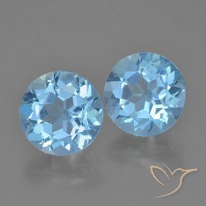 Gemme di Topazio Celeste naturale da 4.72 ct, Rotondo, VVS-VS